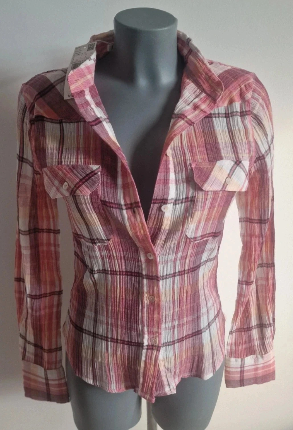 Chemise Mango à carreaux rouge/beige T36 – neuve avec étiquette (modèle rare) – photo 3